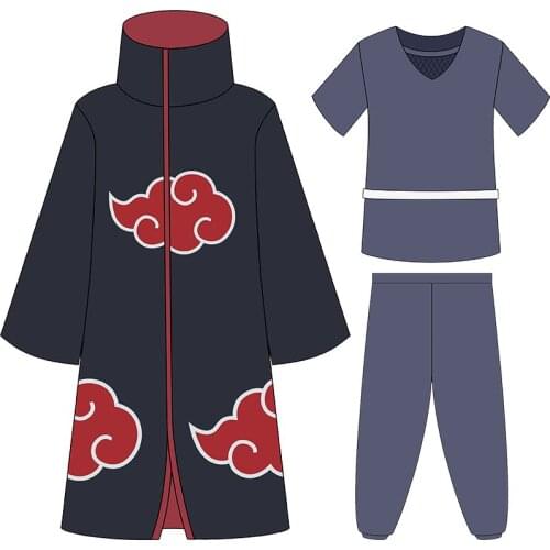 Anime Ninja Akatsuki Robe Itachi Costumes Tobi Obito Unisex Fancy Party Uniform Red Cloud Cloaks for Halloween Christmas
