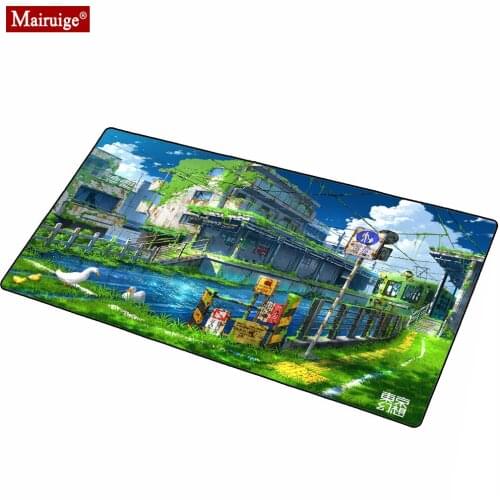 LED Mousepad RGB Glow Animal Anime Sky Building Colorful City Plant Landscape End of The World XL Large Mouse Pad 90x40/80x30cm