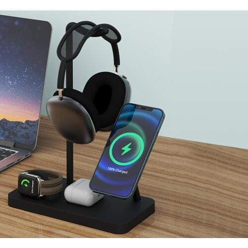 Y18 Magnetic Wireless Charging Headphone Stand 2W/3W/15W Fast Charging Speed Headset Holder For IPhone 12 Apple Watch Airpods