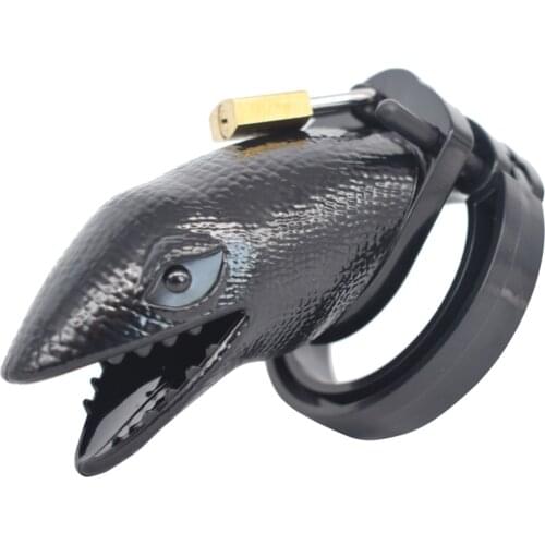 Male Chastity Devices Plastic Transparent Cock Cage For Men crocodile head Pink Penis Ring with 5 size ring Cock Lock Sex Toy