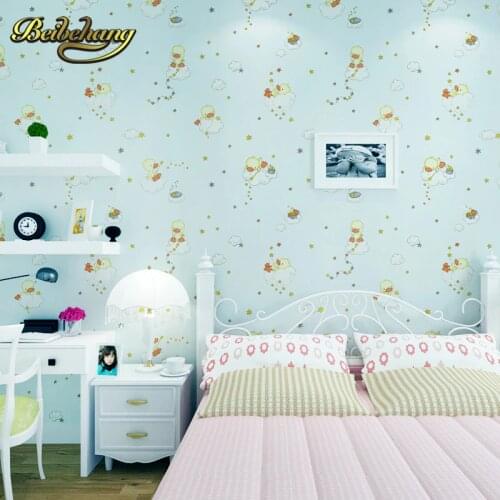 Beibehang wall paper. Pune Korean girl room backdrop bedroom childrens room shop for environmental non-woven wallpaper shipping