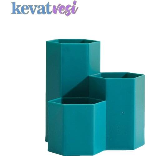 3 Grid Cosmetic Brush Holder Makeup Brush Storage Box Desktop Storage Box Cosmetic Organizer Pen Holder Case