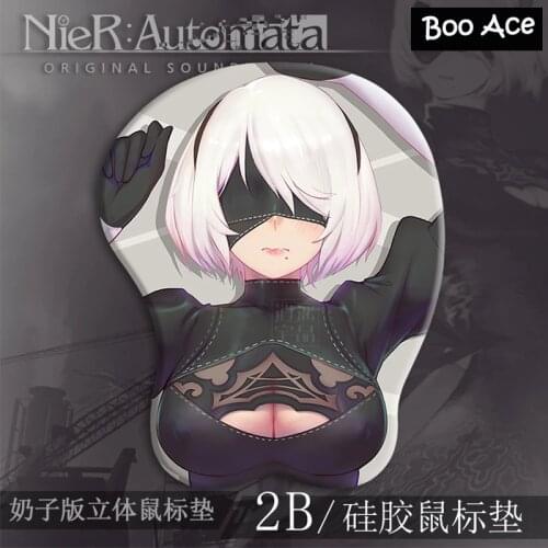 NieR:Automata 2B Gaming 3D Boobs Breast Mouse pad Mice Pad with Silicone GEL Wrist rest Size 26*22cm