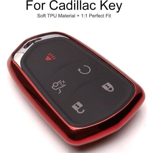 New 6 Colors TPU Car Keychain Key Cover Case For Cadillac CTS Escalade SRX ATS XTS 2019 Key Ring Protection Shell Styling