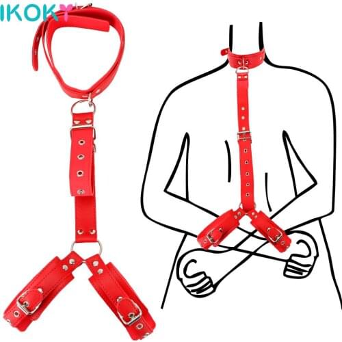 IKOKY Adjustable For Couples Woman Sexy Bondage Handcuffs Neck Collar Erotic Sex Toys Slave Sex Accessories Sex Products