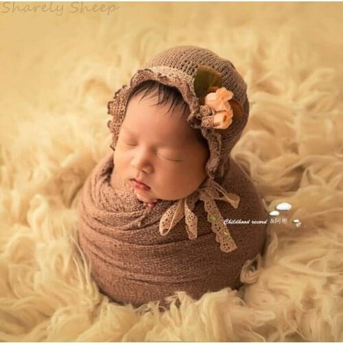 Newborn Baby Swaddle Wrap Photography Session Props Infant Baby Boy Girl Photo Shoot Hat+Wrap Set fotoshooting Prop Accessories
