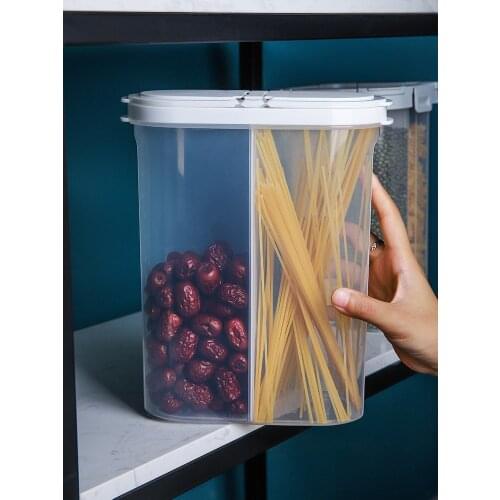 Kitchen Groceries Plastic Compartment Sealed Cans Storage Box Household Rice Barrel Refrigerator Kitchen Moisture Storage Box