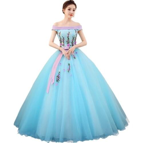 New colored yarn wedding dress green one-shoulder stage solo costume host annual meeting art examination evening dress
