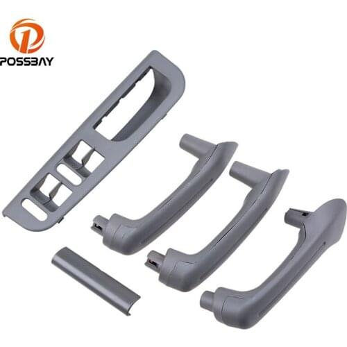 POSSBAY 5 Pcs Grey Interior Door Grab Handle Cover Window Switch Trim Panel for VW Bora 1J Sedan/Variant Car Handle Trim