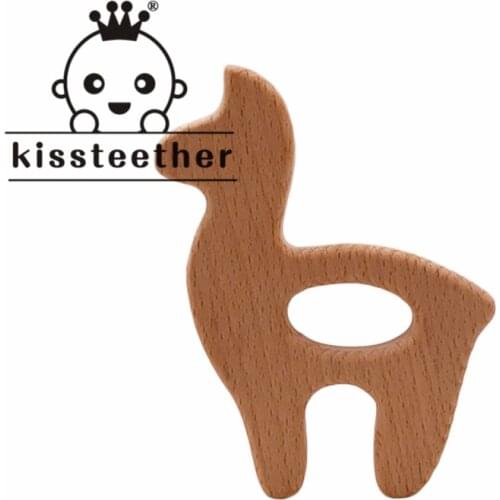 Kissteether Food Grade Deer Beech Wooden Teethers Baby Teether for Kids Childrens Toys Diy Making Wooden Rings Teething Toys