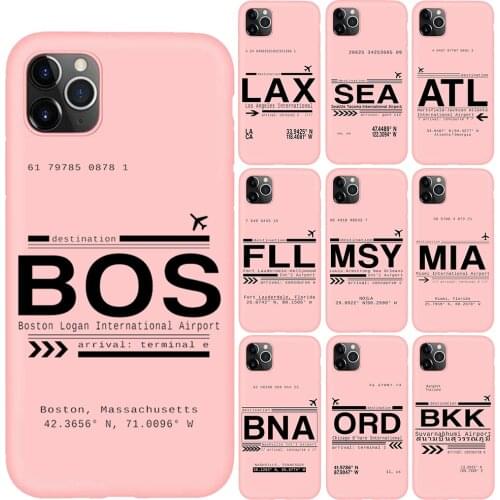 Boston Los Angeles US Airport Call Pink Cover For iPhone 11 Pro Max 6S 6 7 8 Plus 5 5S SE Silicone Cases for iPhone X XS MAX XR