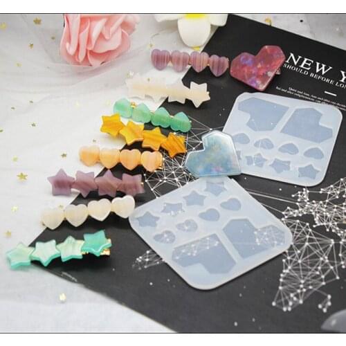DIY Crystal Epoxy Resin Mold Hairpin Decoration Star Love Heart Mold Ornament Silicone Mold Handmade Crafts Making Tools