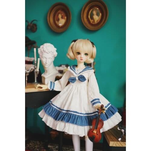 BJD doll dress Suitable for 1/3 1/4 1/6 size Japanese navy style student white dress doll dress accessories