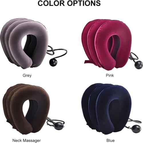 Neck Stretcher Cervical Traction Device 3 Tube Quick Inflate Neck Stretcher Collar Pain Relief for Chronic Neck & Shoulder Pain