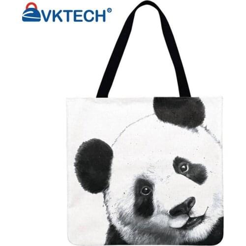 Pandas Printed Shoulder Shopping Bag Casual Ladies Large Capacity Tote Handbags