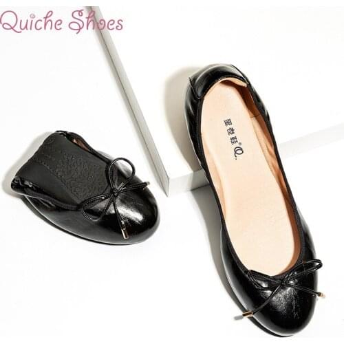 QuicheShoes Women Fashion Flats Shoes Square Toe PU Leather Shoes Women Loafers Woman Ballet Flats Shoes Girls Cute Golden Shoe