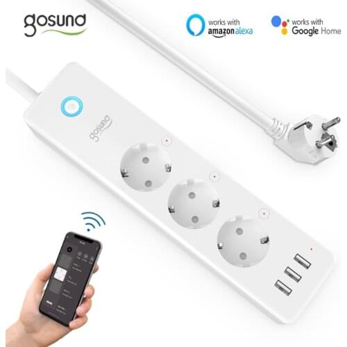 Gosund 16A Smart Power Strip With 3 USB ports Tuya Smart Life Control, Independent Switch, Multi-Plug With Alexa and Google Home