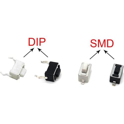 50pcs/lot 3*6*5mm patch SMD vertical DIP button switch 2 foot 2pin Car remote control key commonly used Black Tact Micro Switch