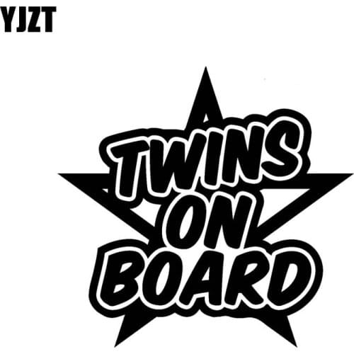 YJZT 14CM*13.2CM Twins On Board Safety Sign Baby Bus Van Car Window Vinyl Decal Sticker Black/Silver C10-00582