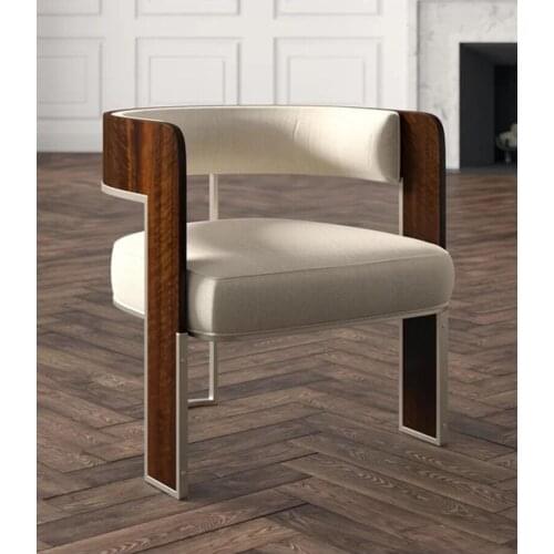 ChinaFurniture processing and production factory modern light luxury fabric single sofa with stainless steel foot