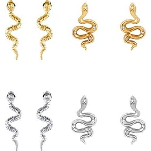 Canner 925 Sterling Silver Piercing INS Serpentine Series Earrings For Women Personality Stud Earrings kolczyki damskie 1Pair