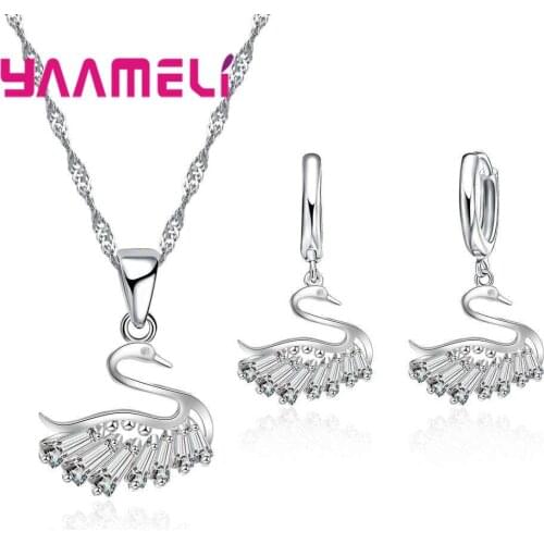 Best Lady Jewelry Set Necklace Earrings Gift Wife Girl Friend Women Wedding Valentines 925 Sterling Silver Jewelry