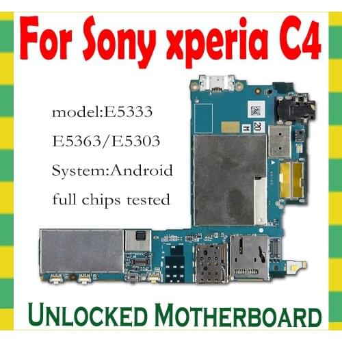 100% Tested Well & Original Unlocked Mainboard For Sony Xperia C4 E5333 E5363 E5303 Motherboard with full chips,Free Shipping