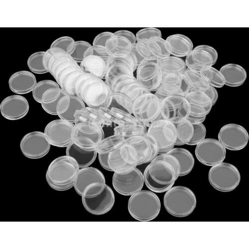 200 Pieces 20mm Round Plastic Box Coin Holder Capsules Container Coins Protector