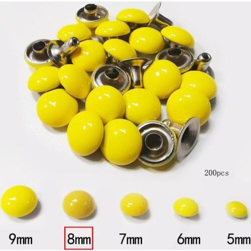 200 Pieces/Batch Of 8mm Round Stud Mushroom Rivet Fluorescent Color Decorative Nail Leather Craft Material