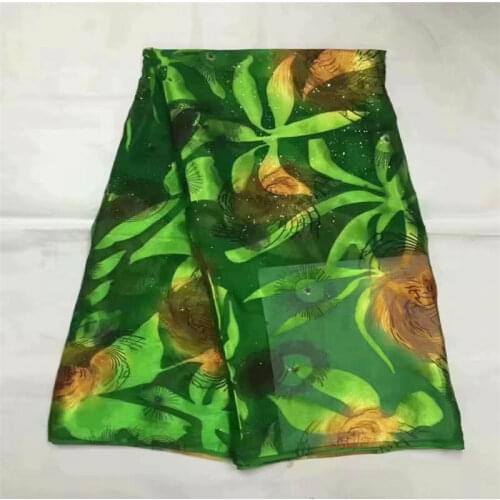 2020 Fashion High Quality Soft African Silk Fabric For Garment Neat Embroidery On The Material Silk Fabric 5 Yards! LXFN11211