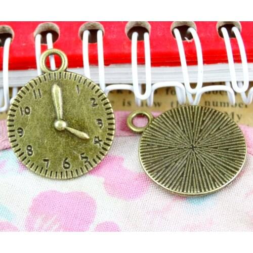 40pcs 23.8*19.5MM Antique Bronze Plated Metal Zinc Alloy Clock Vintage Jewelry Charm Jewelry Making Findings