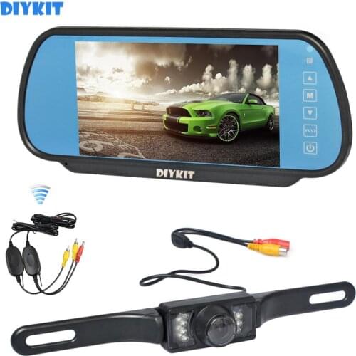 DIYKIT Wireless 7" Rear View Mirror Car Monitor Parking System IR Night Vision Rear View Car Camera