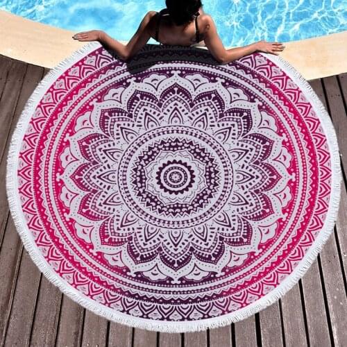 Mandala Print Big Round Beach Towel For Adult High Quality Microfiber Absorbent Bath Towel Summer Travel Seaside Swimming Towels