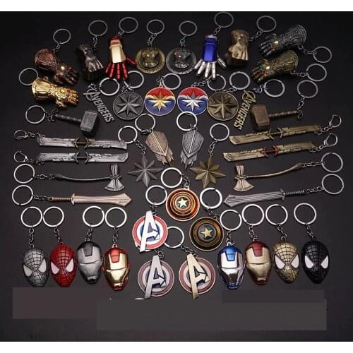 Disney Marvel Avengers 4 Ironman Thor Figure Keychain Toys Avengers Sword Stormbreaker Key chain Thanos Spiderman Keyring Toys