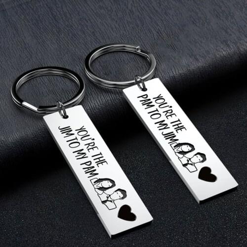1Pcs The Office Keychain Pam and Jim Keyring You are The Jim to My Pam TV Show Inspired Couples Jewelry Gifts