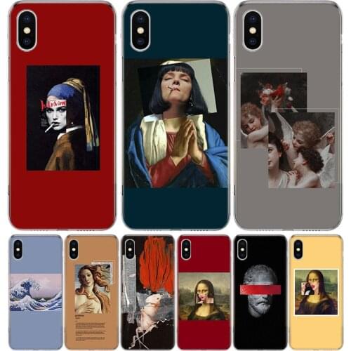 Art Aesthetic Van Gogh Mona Lisa David Phone Case for Apple iphone 11 12 Mini Pro XR X Xs Max 7 8 6 6s Plus 7G 6G 5G 5S 5 SE + C