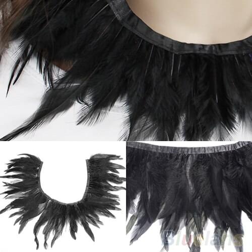 Black Feather Handmade Neck Collar Cape Poncho Party Evening Dress Cloth 1NW3 22C7 9CRS