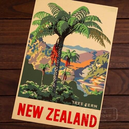 Tree Free New Zealand Beauty View Art Retro Vintage Canvas Alloy Wood Frame Poster DIY Wall Home Posters Home Decor Gift