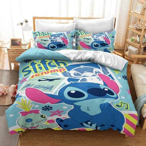Disney lilo and stitch bedding set single double twin full queen king size cartoon girls bed cover pillow cases boy girl gift