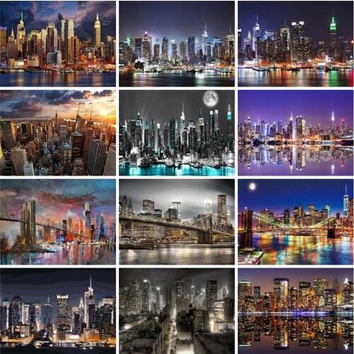 EverShine Diamond Painting Full Square Drill City Cross Stitch Diamond Mosaic Landscape Home Decor Building Bead Embroidery