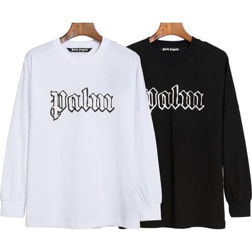 Palm Angels letter printing couple round neck cotton street hip-hop popular simple wild men women long-sleeved T-shirt 874515415