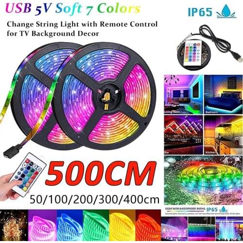 Usb 5v Soft 7 Colors Change String Light With Remote Control For Tv Background Decor Computer Desktop Laptop Tablet