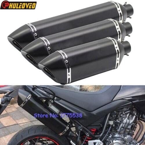 PHULEOVEO Universal Motorcycle Muffler Exhaust Pipe ID:51mm/61mm Stainless Steel Motorbike Muffler Exhaust Pipe Escape Demper