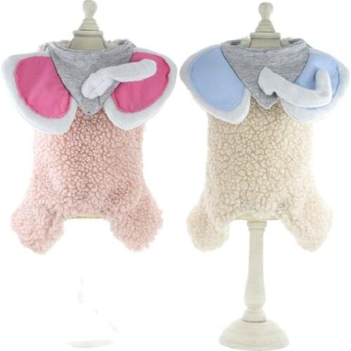 Winter Jumpsuit for Dogs Elephant Hat Cartoon Fleece Warm Dog Clothes Puppy Teddy Costume Halloween