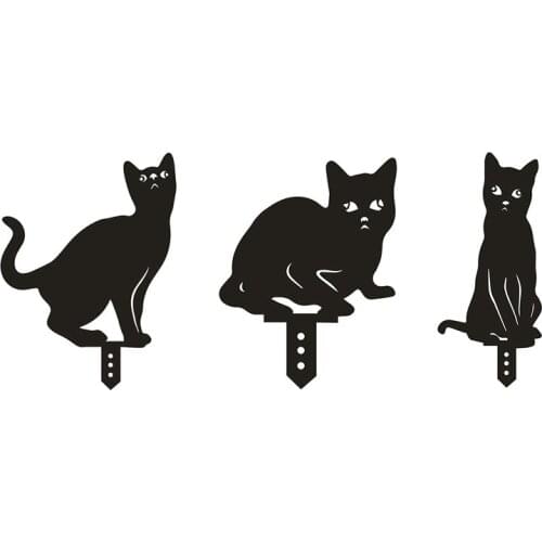 Cat Yard Art Home Outdoor Garden Weatherproof Acrylic Black Yard Decor-ABUX