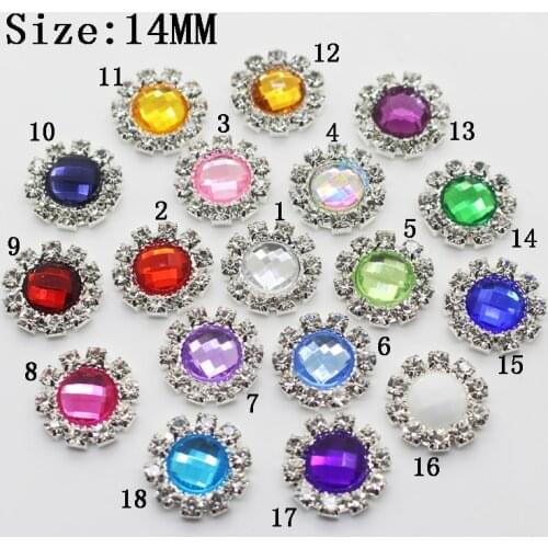 10pcs/lot14MM Round Acrylic Rhinestone Button Clothing Sewing Decoration Material DIY Wedding Decoration Embellishment Buckle