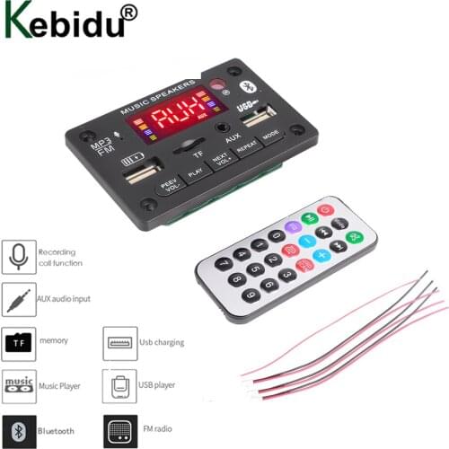 Hot Color Screen 12V Bluetooth 5.0 Decoder Board With Call Recording Power Amplifier 2*3W Support USB Radio Car MP3 Speaker