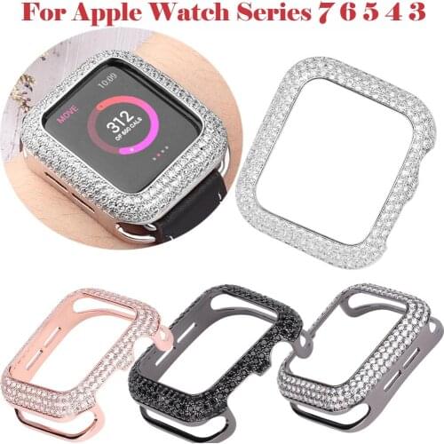 Luxury Metal Diamond Case For Apple Watch 38mm 40mm 42mm 44mm Watch Cover Shockproof Hard Shell For iWatch Series 6 5 4 3 2 1 SE