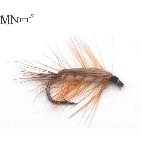 MNFT 10PCS/Lot Bugger Wooly Worm Body Brown Beard Fly Trout Fly Fishing Baits 24mm hook 6