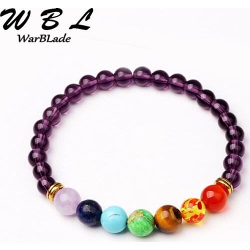WarBLade 7 Reiki Chakra Healing Natural Tiger Eye Stone Beads Bracelets Braided Genuine Leather Bracelets Bangles For Men